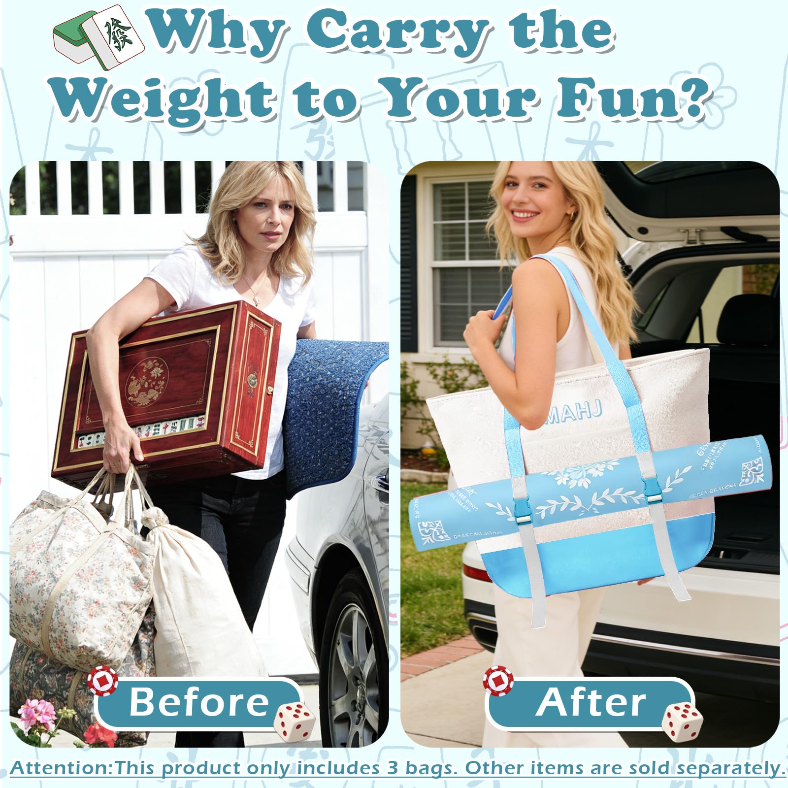 Amazon.com: Mykng Nzw Empty Mahjong Tile Bags Set for American